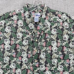 Vtg 90s Reyn Spooner Sz 3XL Hawaiian Popover Kloth Green Black Floral Hops Vines